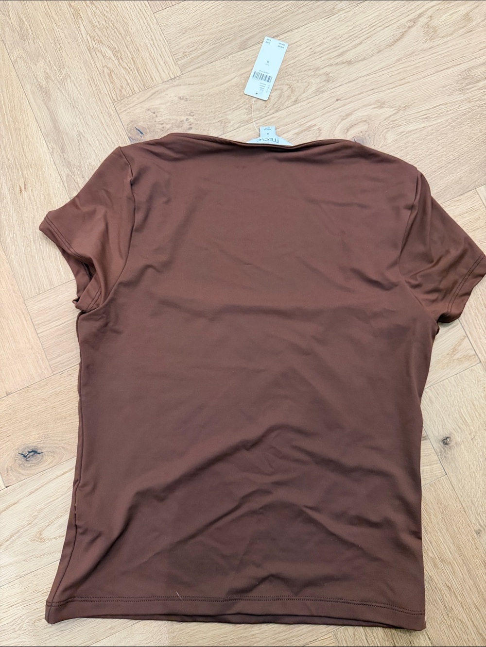 Maeve Rust-Brown Square Neck Short Sleeve Top - Picture 3 of 3